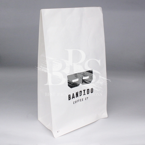 High Performance Compostable Coffee Flat Bottom Bag with PLA Zipper & Valve