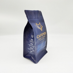 Custom Printed Recyclable Flat Bottom Coffee Pouch with Zipper & Valve