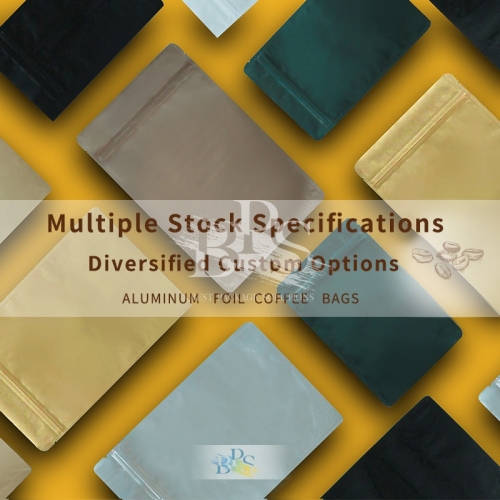 Stock Generic Ziplock Aluminum Foil Stand Up Pouches Multiple Colors