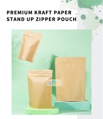 Premium Imported Kraft Paper Stand Up Resealable Pouch Doypack , All Sizes Stock Inventory