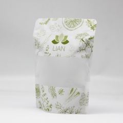 Branded Recyclable Stand Up Pouch with Clear Window for Herbal Tea Packaging