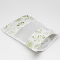 Branded Recyclable Stand Up Pouch with Clear Window for Herbal Tea Packaging