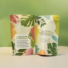 Natural Looking Compostable Stand Up Pouch , High Barrier Plant-based Biofilm