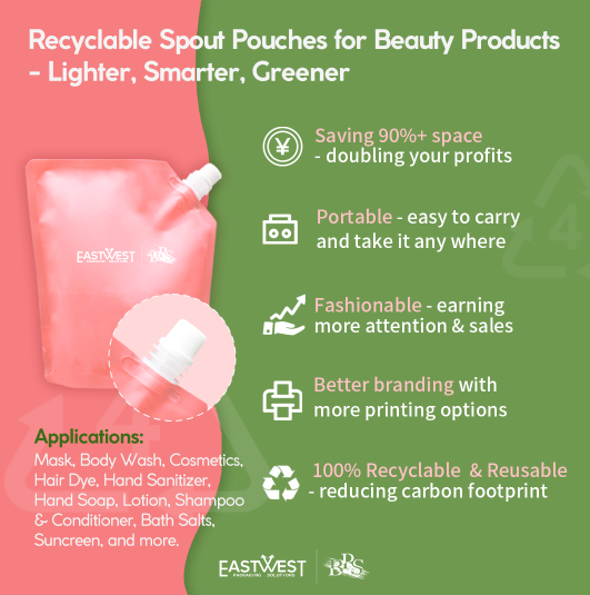Beauty Products in Recyclable Spout Pouches  - Lighter, Greener, Smarter