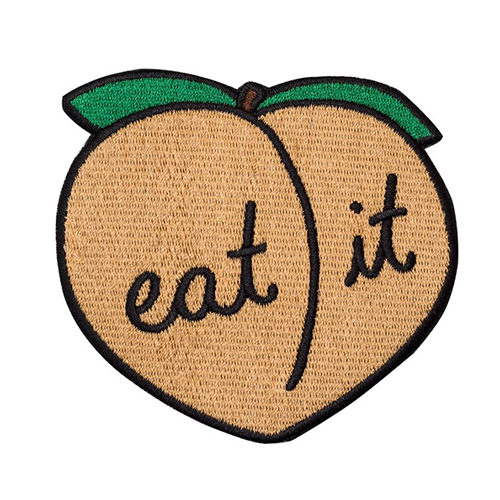 Iron on Eat It Patch Peach On Embroidered Patch