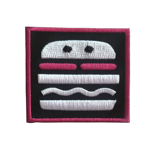 Hot sale Fashion food Hamburger shape custom pattern embroidery patch iron on patch