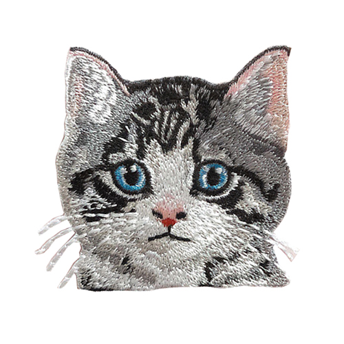 Handmade Cut High Density Cartoon Iron On Glue Embroidered Animal Cat Patch For Jeans