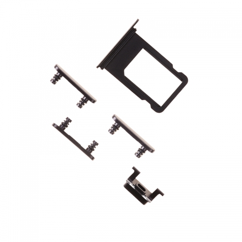 Side Button Set with SIM Card Tray For Apple iPhone 7 - Black- OEM New