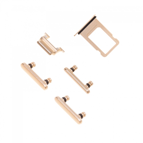 Side Button Set with SIM Card Tray For Apple iPhone 8 - Gold- OEM New