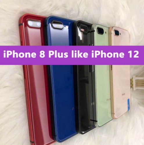 DIY Back Cover Housing For iPhone 8 Plus Like iPhone 12 Series Battery Cover Door Rear Middle Frame