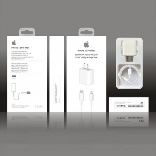 Apple 20W USB-C Power Adapter US Version + USB-C to Lightning Cable For iPhone 12 Pro Max