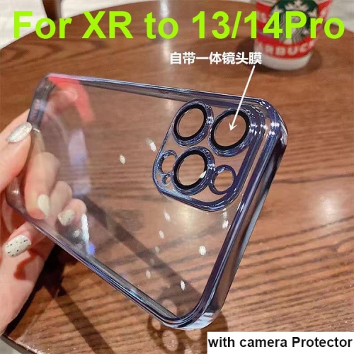 Luxury Plating Clear Silicone Phone Case For DIY iPhone XR to 13/14 Pro, X XS Max to 13/ 14 Pro Max