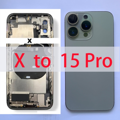 Full Assembly Rear Back Chassis Housing For iPhone X Convert to iPhone 15 Pro, X Like 15 Pro Back Battery Cover