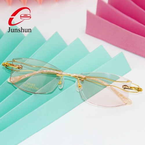 8812 - Titanium line rimless frame in elegant design for lady