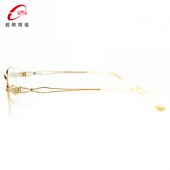 8873 - Hollow bow half frame elegant titanium wire optical frame for lady