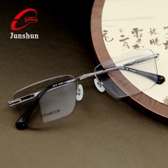 9818 - Screwless rimless with natural jade & agate as decroation high quality titanium frame for Men