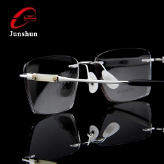 9818 - Screwless rimless with natural jade & agate as decroation high quality titanium frame for Men