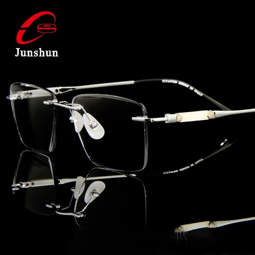 9818 - Screwless rimless with natural jade & agate as decroation high quality titanium frame for Men