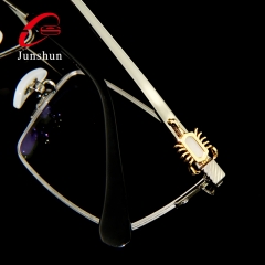 9802- Black agate/Nephrite Luxury Scorpion titanium half rim eyeglasses frame for men