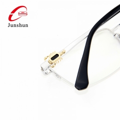 9802- Black agate/Nephrite Luxury Scorpion titanium half rim eyeglasses frame for men