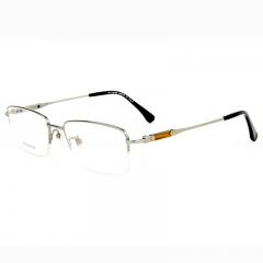 9817 - Natural tiger eye stone & agate half frame Business and simple style full frame in high quality titanium for Men