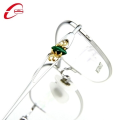 9819 - Natural malachite & red agate elegant design half frame in high quality titanium for Lady