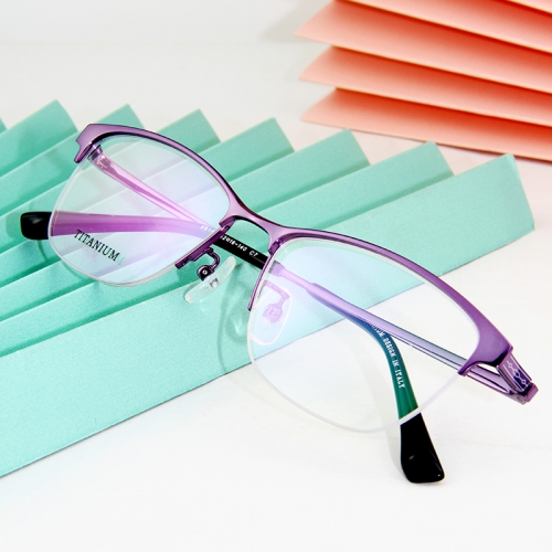 6814 - Half rim titnaium frame Classic simple design for lady