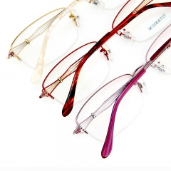 8884 - Grate design titanium line half rim high quality optical frame for lady