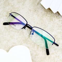 3304 - 传统中式花纹半框眼镜钛架 - 男款