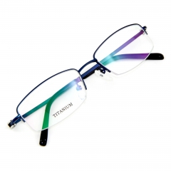 3304 - 传统中式花纹半框眼镜钛架 - 男款