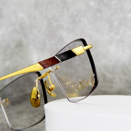 99976- Two Wood Rimless titanium frame natural sandalwood for Men