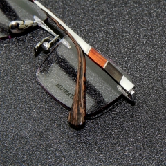 99976- Two Wood Rimless titanium frame natural sandalwood for Men