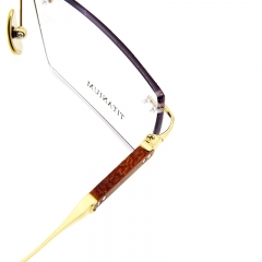 99960- Young business style natural sandalwood rimless titanium frame for Men