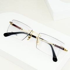 99960- Young business style natural sandalwood rimless titanium frame for Men