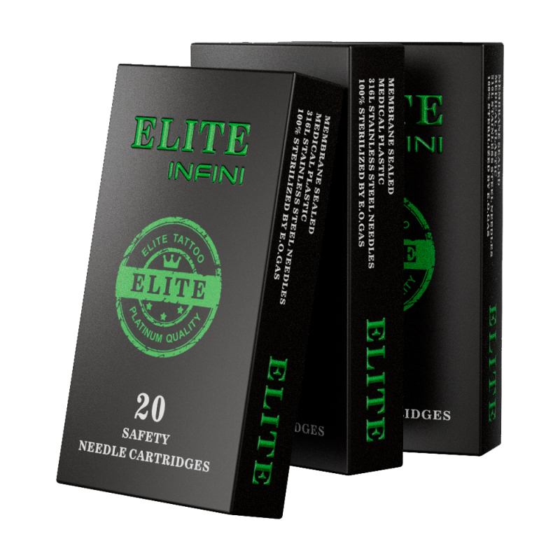 ELITE INFINI Needle Cartridges - Long Taper Round Shader 0.35mm