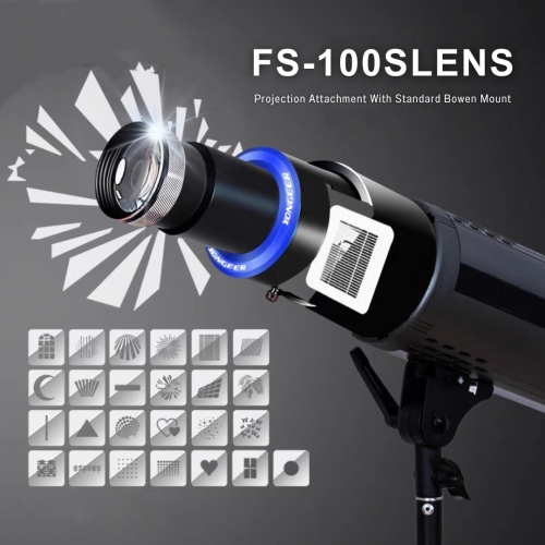 FS-100SLENS Projection Attachment Snoot With Standard Bowen Mount with 37° Lens for LED Light(GODOX AD400 PRO VL300)