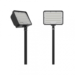 Holofote LED listado DLC ETL com montagem articulada, 30W-150W, 130-150lm/W, garantia de 5 anos