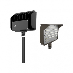 Holofote LED listado DLC ETL com montagem articulada, 30W-150W, 130-150lm/W, garantia de 5 anos