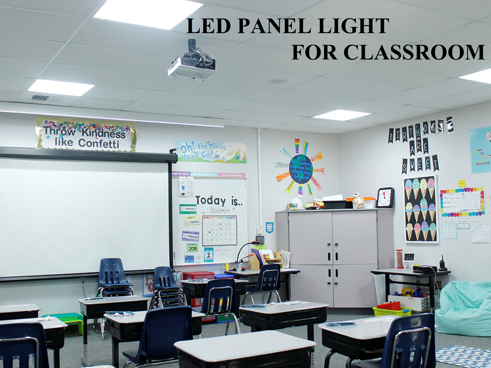 Illumination, power, color temperature requirements, and installation specifications of LED lamps for classrooms