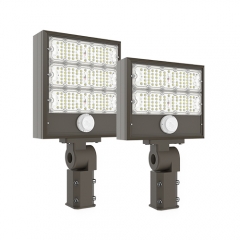 100W-150W shoebox LED Parking Lot Lights with microwave sensor, UL DLC listed, 5-10 Years Warranty, 100-480VAC, 140-200lm/W