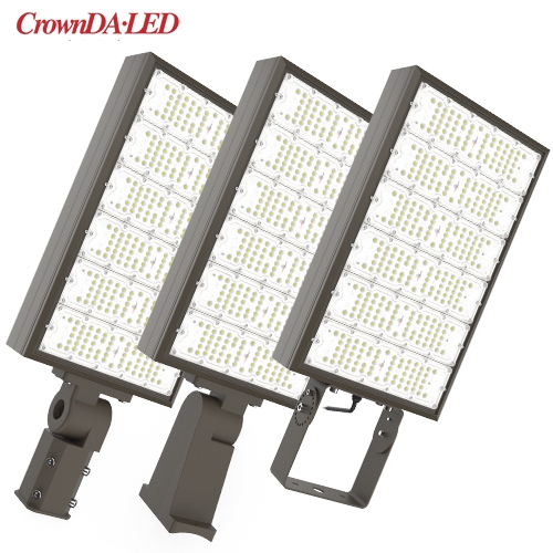 48,000 lumen 300W LED parking lot area light with multiple mounting brackets, UL DLC listed, 5-10 Years Warranty, 100-480VAC, 140-200lm/W