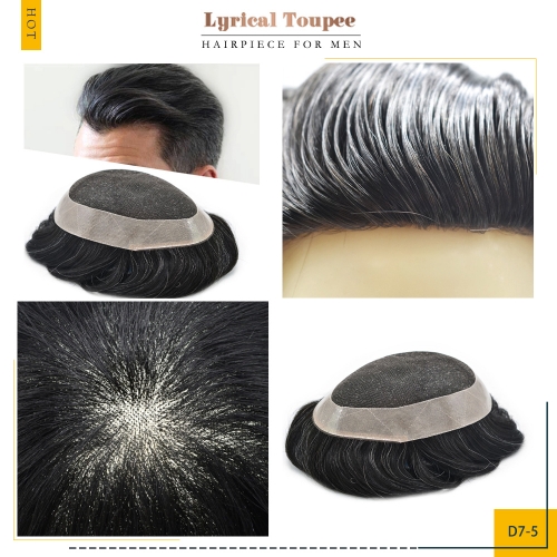 Lyrical Hair Toupee D7-5:French Lace Mens Toupee Stock Human Hair Piece WHOLESALE Price Men hair Replacement Systems