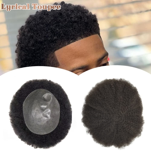 Lyrical Toupee PAPY AFRO: Non Surgical Hair Replacement System High-Quality African American Afro Hair System for Men PU Injected Afro Men Hair Units