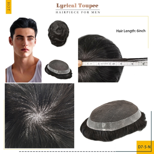 Lyrical Hair Toupee D7-5-N:French Lace Non-Surgical Mens Hair Replacement System Shop Stock Lace Men Hair Piece WHOLESALE Price Mens Toupee
