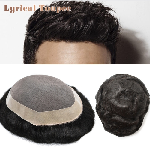 LYRICAL HAIR Toupee D7-3: Stock Men Hair Systems WHOLESALE Human Hair Toupee for Men Durable Fine Monofilament Lace Hair Replacement System Shop Men's