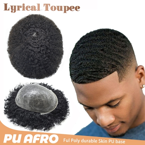 LYRICAL TOUPEE Kinky Curly Afro Braids Toupee For Black Men Non-Surgical Hair Replacement Systems Full Poly Skin Pu Injected Hair Shop Mens Hair Piece