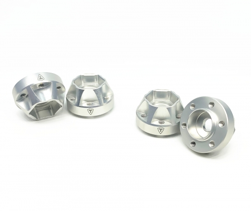 Treal 12mm Hex Hubs Wheel Adaptor 6 Bolts Different Offset Aluminum 7075 for 1:10 Crawler -Silver