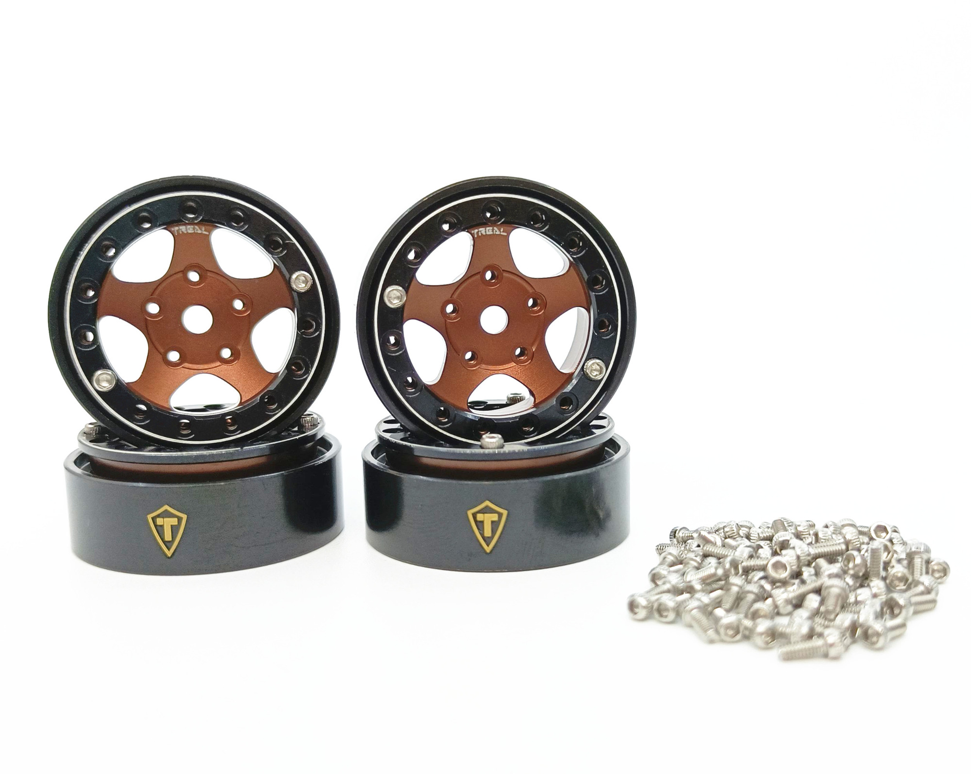 Treal 1.0 Beadlock Wheels(4PSet) for Axial SCX24 with Brass Rings