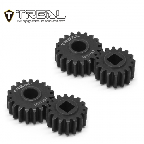 TREAL SCX10 III/Capra Overdrive Portal Gears 16T/19T Harden Steel Gears Compatible with Axial 1/10 SCX10 3 Capra Front Axle, Overdrive 60%