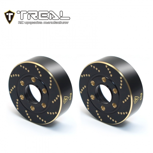 TREAL 1.9 Brass Wheel Weights 64g Brake Disc Weights(2)  for TRX4 SCX10 III SCX10 II Capra 1/10 Crawler Wheels